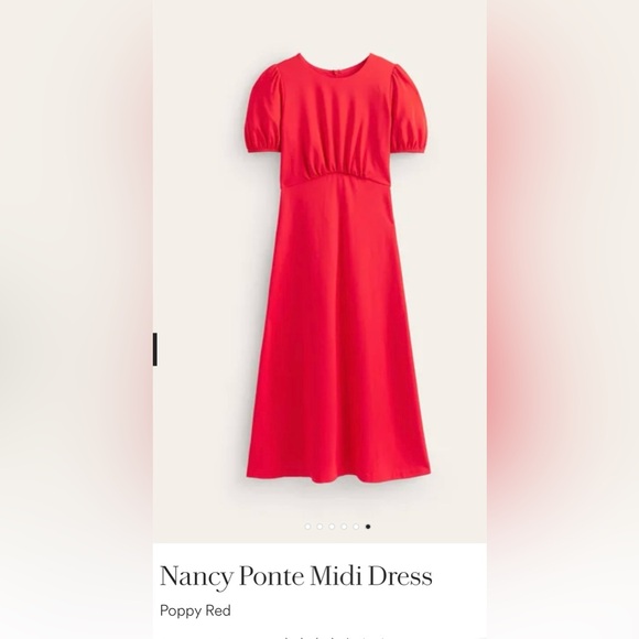 Boden Nancy Ponte Midi Dress. NWT. Poppy Red. US Size 14R. - Picture 3 of 3